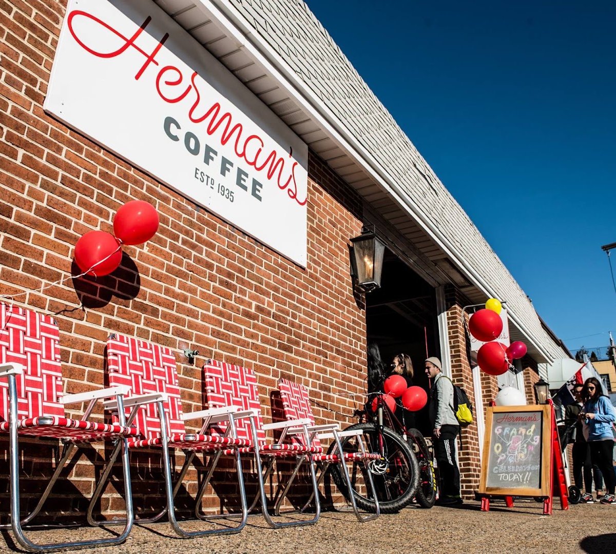 Storefront of Herman's Coffee, specialty coffee shop in Philadelphia