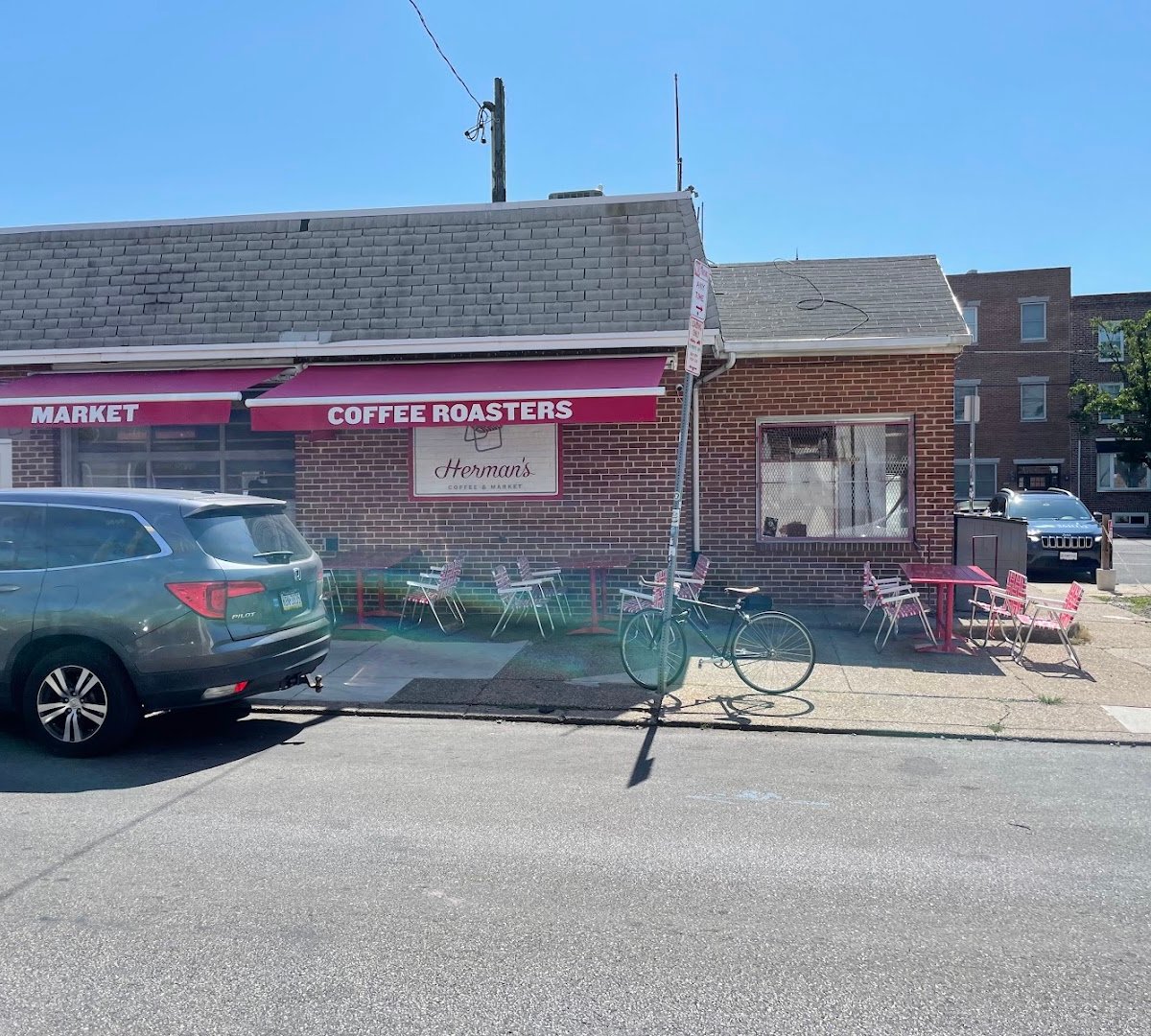 Storefront of Herman's Coffee, specialty coffee shop in Philadelphia