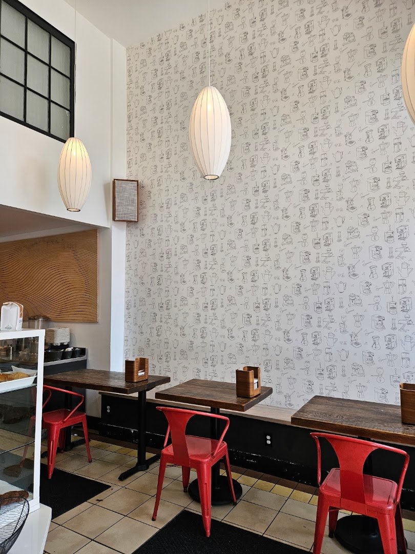 Interior of SIGNAL Coffee Roasters, specialty coffee shop in Oakland