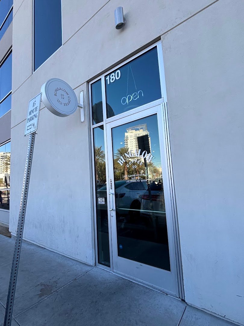 Storefront of Bungalow Coffee Co, specialty coffee shop in Las Vegas