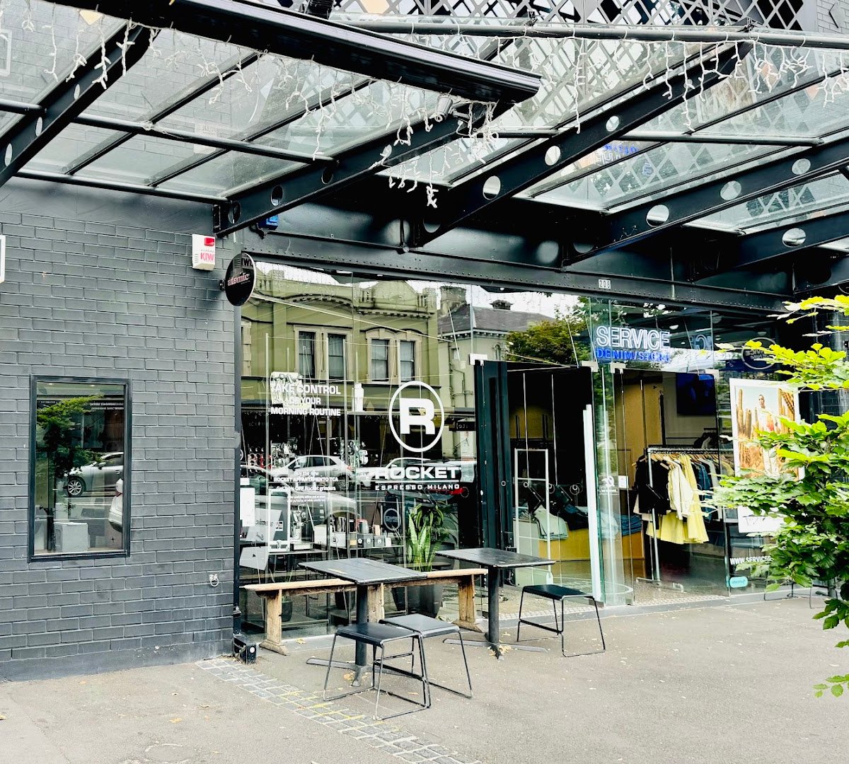 Storefront of The Rocket Store, specialty coffee shop in Auckland