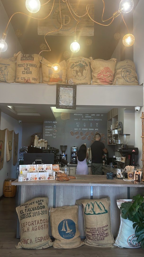 Interior of Coffee Dive Petralona, specialty coffee shop in Athens