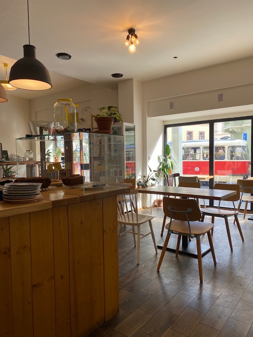 Interior of SLOW Café, specialty coffee shop in Prague