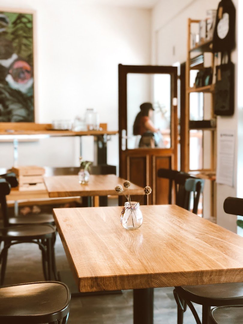 Interior of SLOW Café, specialty coffee shop in Prague