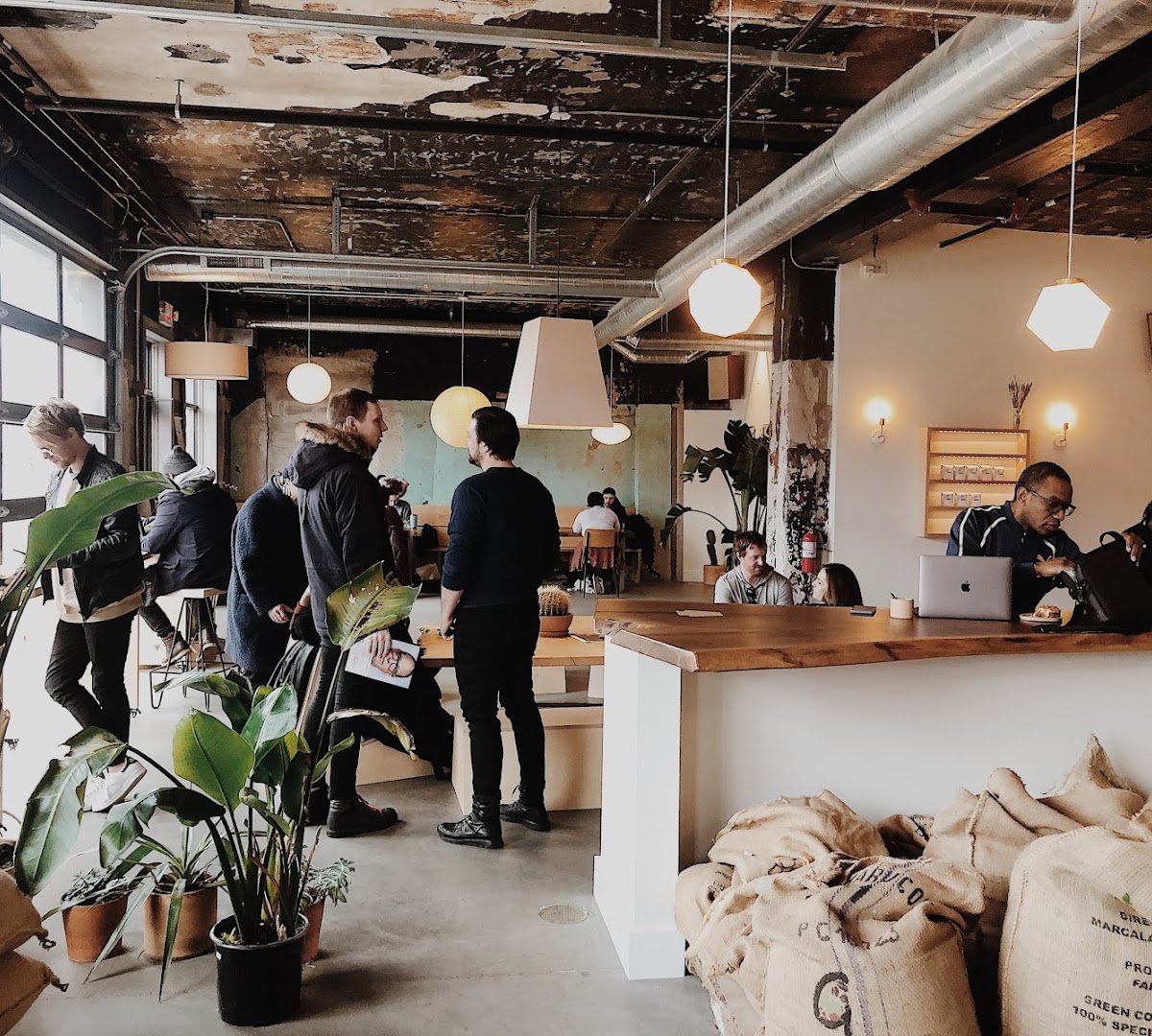 Interior of KLVN Coffee Lab, specialty coffee shop in Pittsburgh
