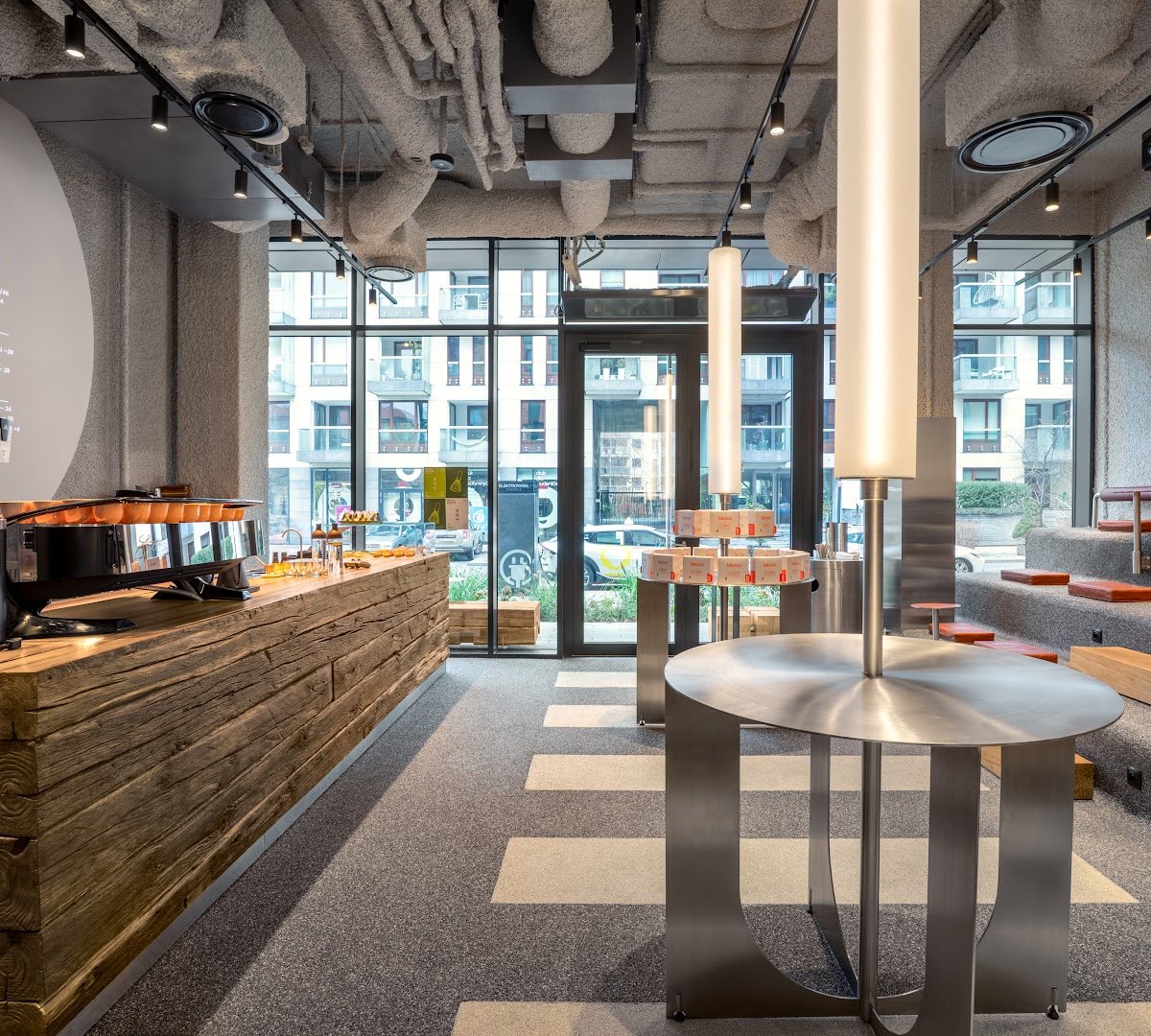 Interior of DOT. COFFEE & MATCHA BAR, specialty coffee shop in Warsaw