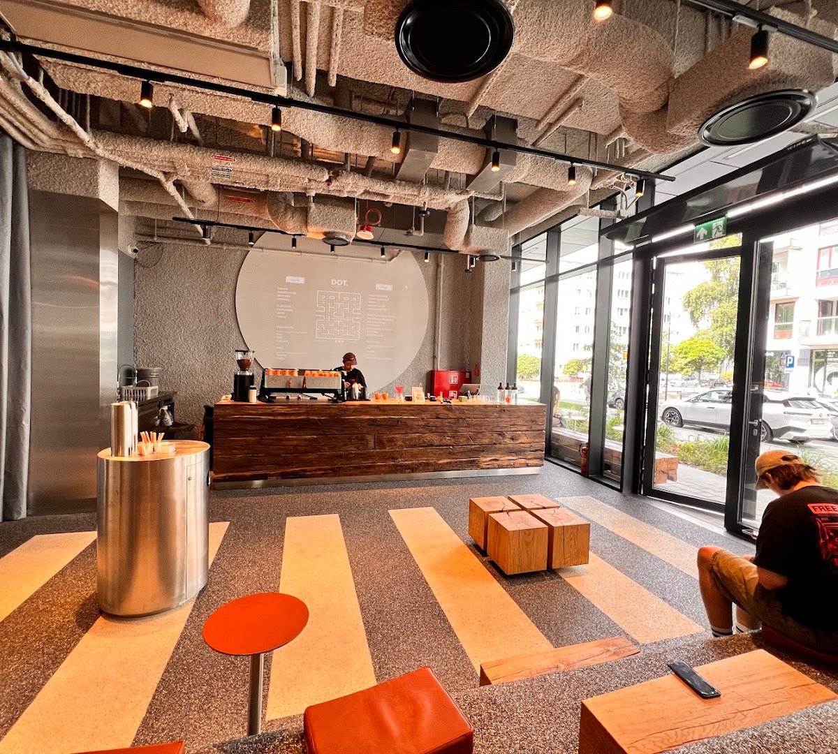 Interior of DOT. COFFEE & MATCHA BAR, specialty coffee shop in Warsaw