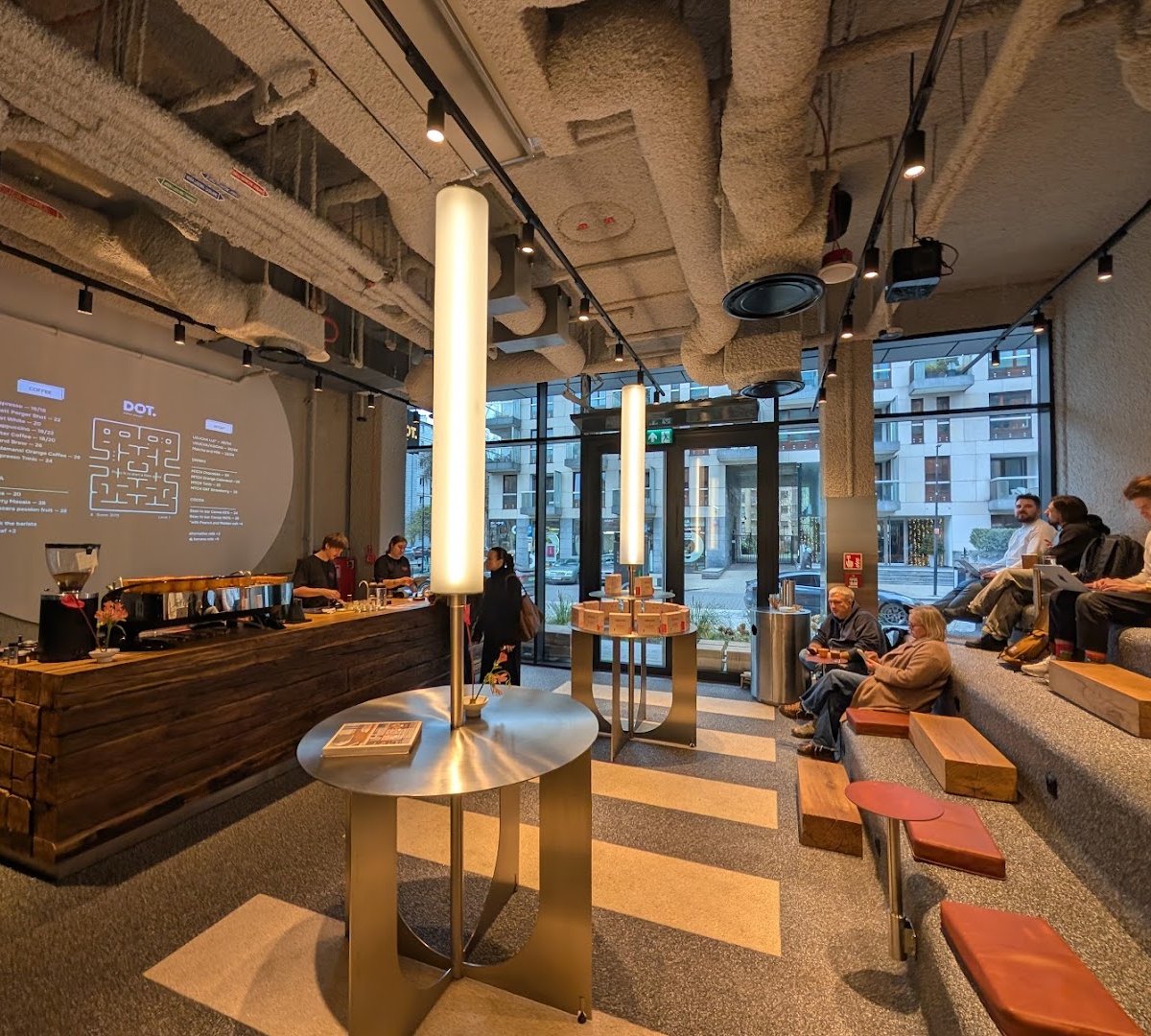 Interior of DOT. COFFEE & MATCHA BAR, specialty coffee shop in Warsaw