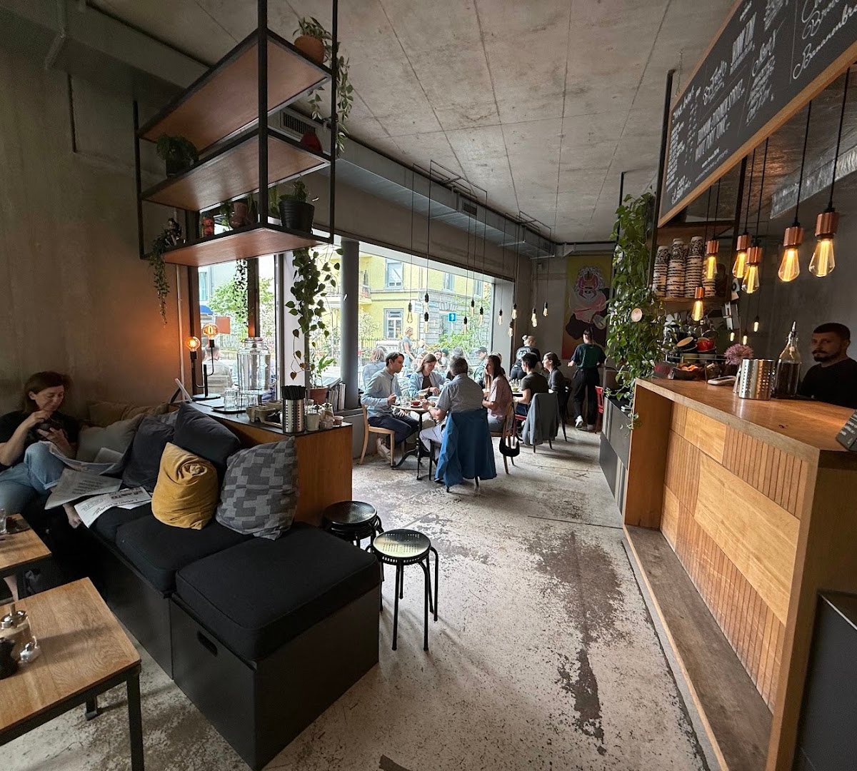 Interior of Bros Beans & Beats, specialty coffee shop in Zurich