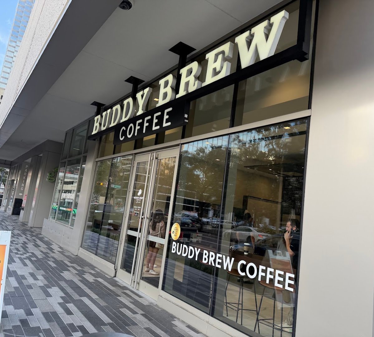 Storefront of Buddy Brew Coffee, specialty coffee shop in Tampa-St. Petersburg