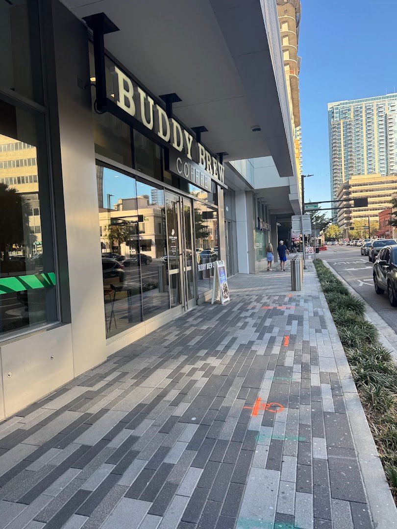 Storefront of Buddy Brew Coffee, specialty coffee shop in Tampa-St. Petersburg