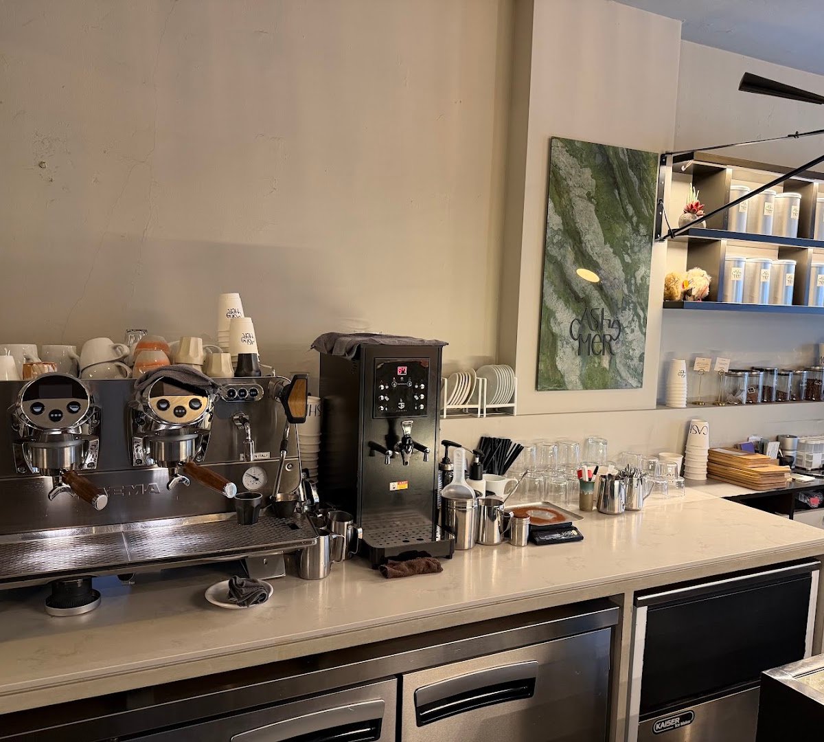 Interior of Cashmere Coffee, specialty coffee shop in Seoul