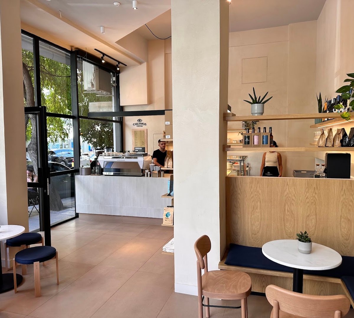 Interior of Cultivos Coffee Koukaki, specialty coffee shop in Athens
