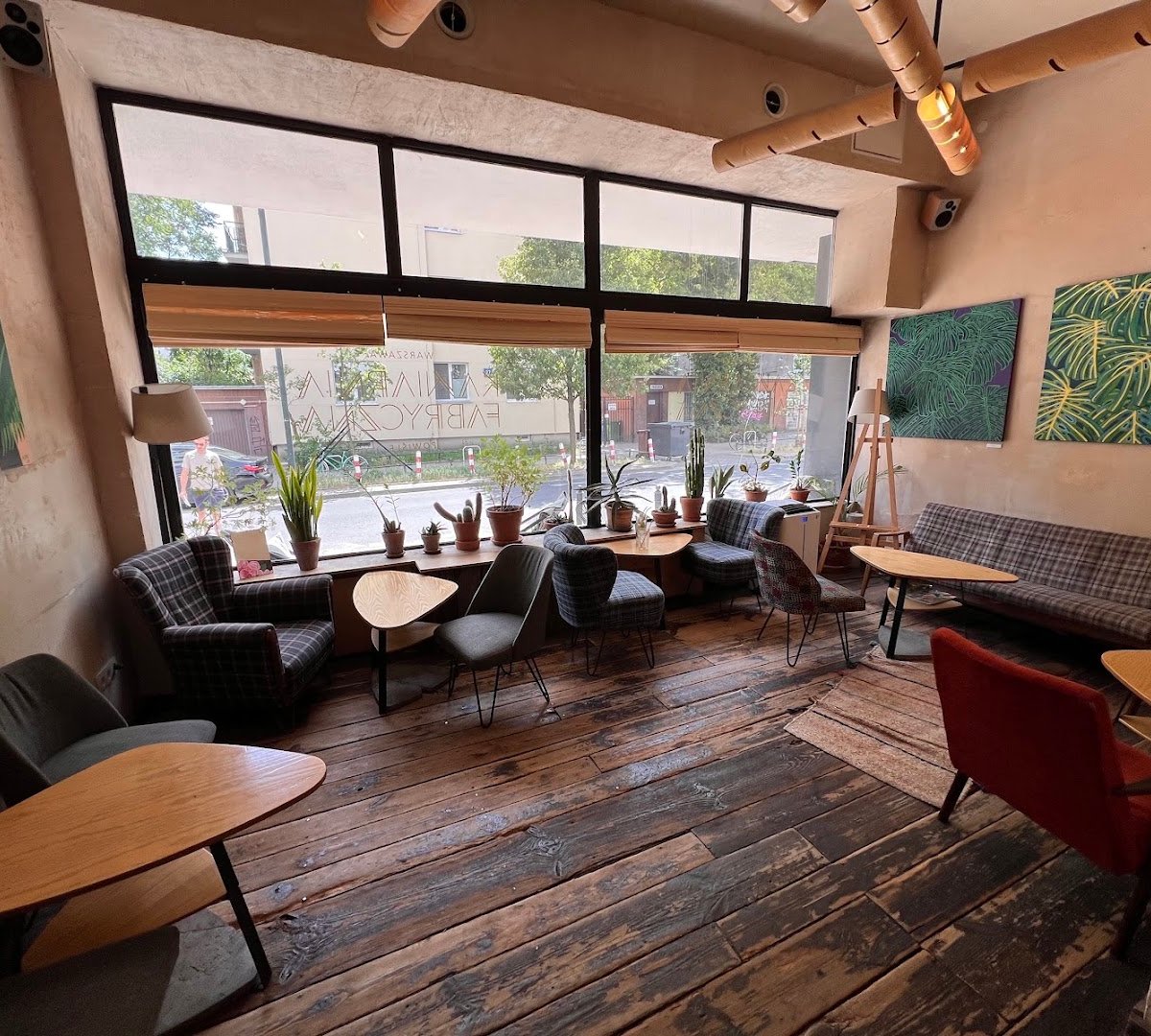 Interior of Fabryczna, specialty coffee shop in Warsaw