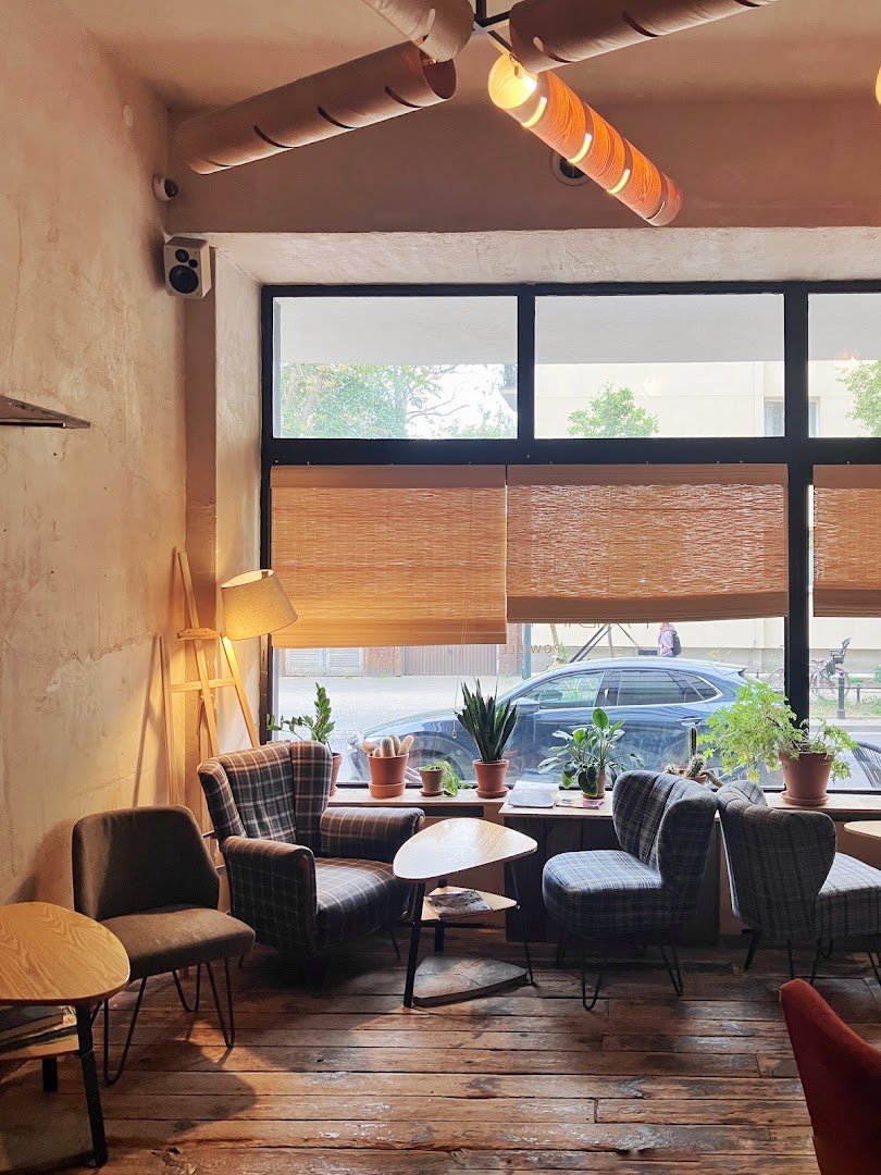 Interior of Fabryczna, specialty coffee shop in Warsaw