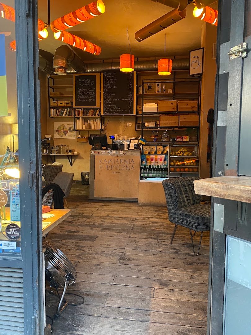 Interior of Fabryczna, specialty coffee shop in Warsaw