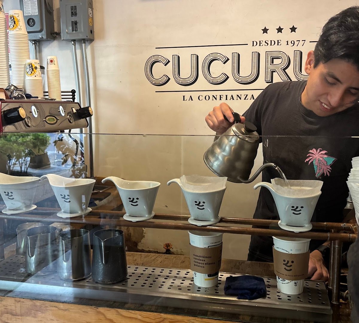 Interior of Cucurucho Cuauhtémoc, specialty coffee shop in Mexico City