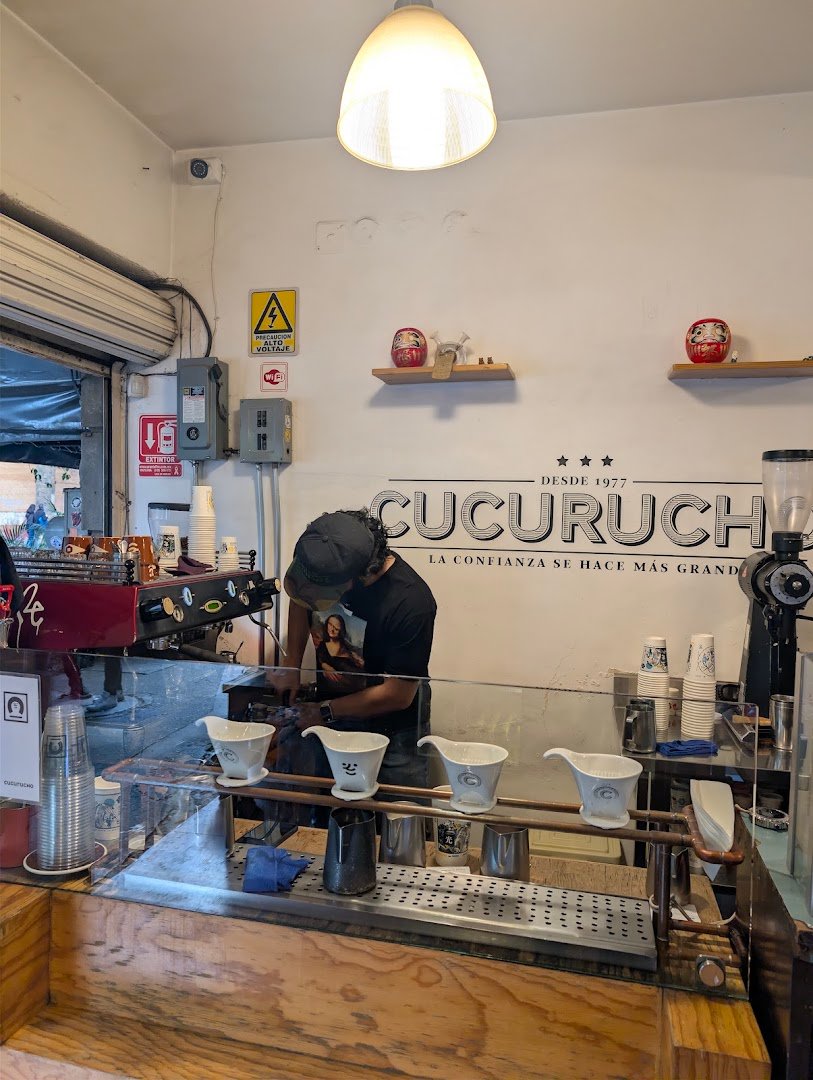 Interior of Cucurucho Cuauhtémoc, specialty coffee shop in Mexico City
