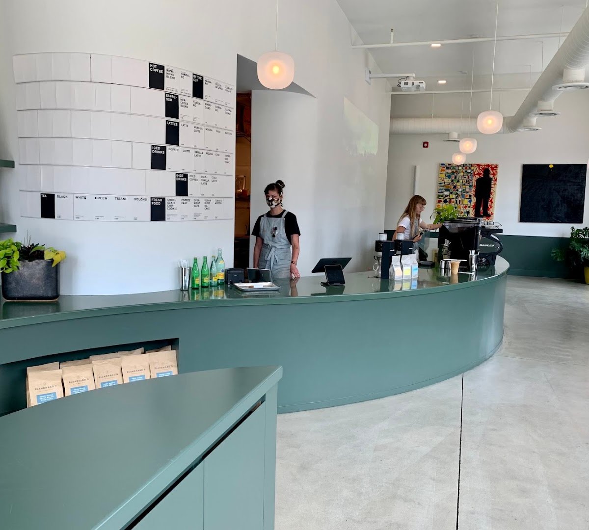 Interior of Blanchard's Coffee Company, specialty coffee shop in Richmond