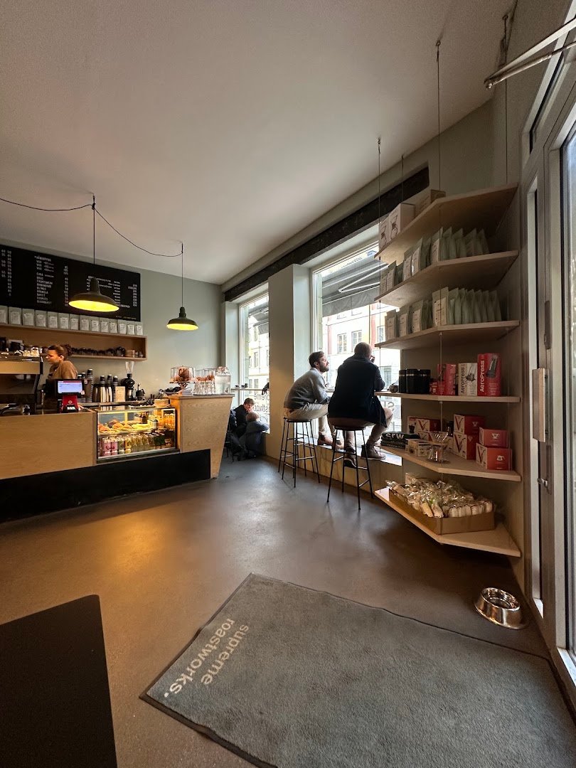 Interior of Supreme Roastworks AS, specialty coffee shop in Oslo