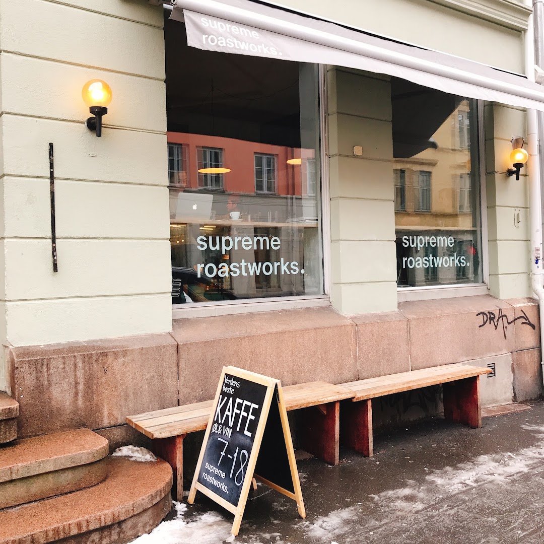 Storefront of Supreme Roastworks AS, specialty coffee shop in Oslo