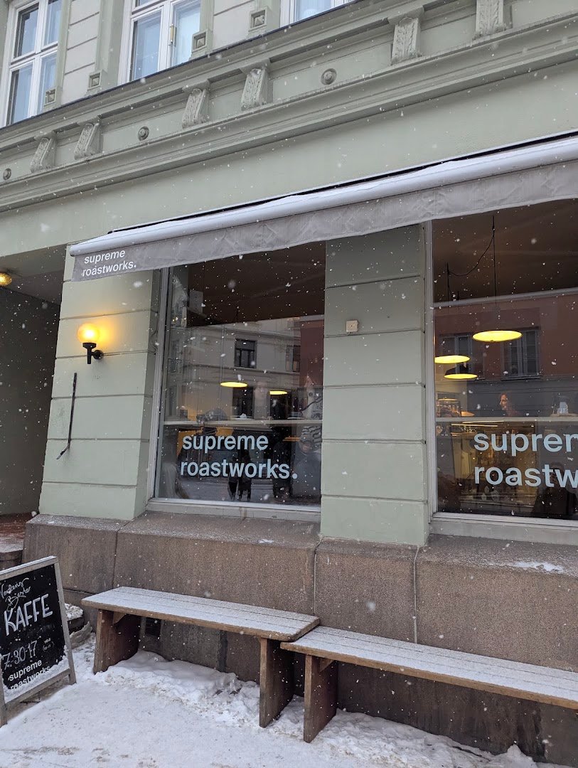 Storefront of Supreme Roastworks AS, specialty coffee shop in Oslo