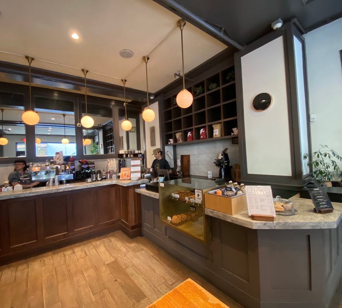 Interior of La Colombe Coffee Workshop, specialty coffee shop in Philadelphia