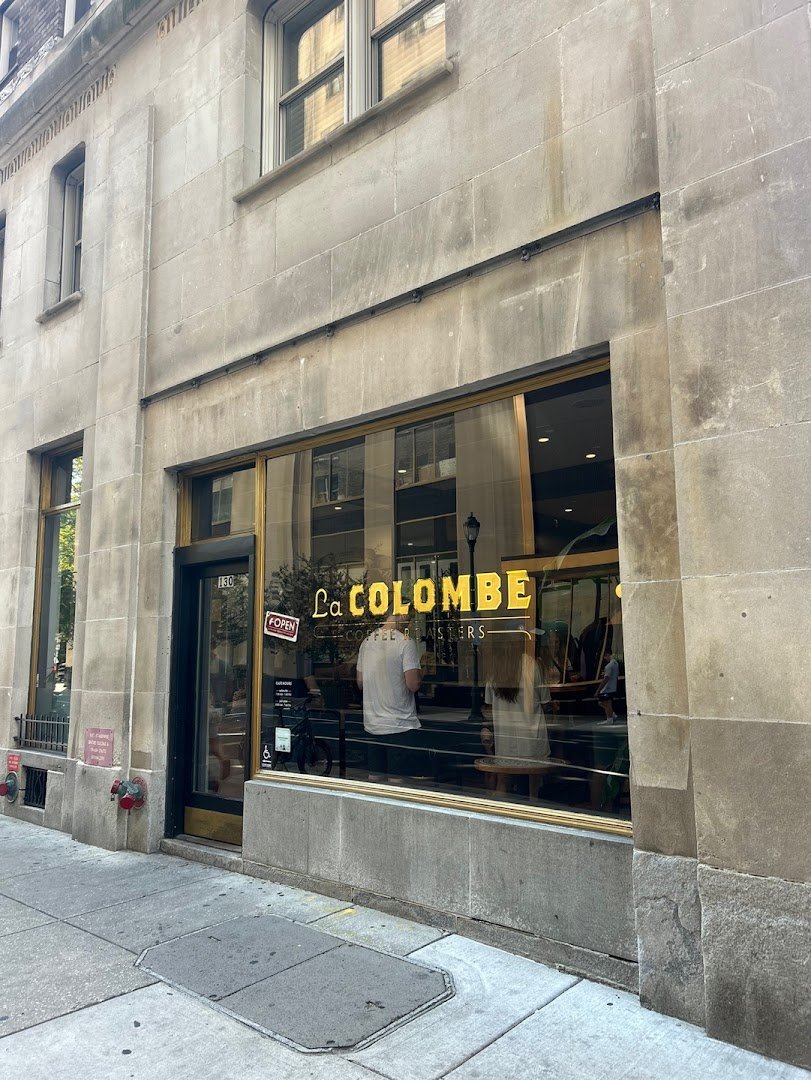 Storefront of La Colombe Coffee Workshop, specialty coffee shop in Philadelphia
