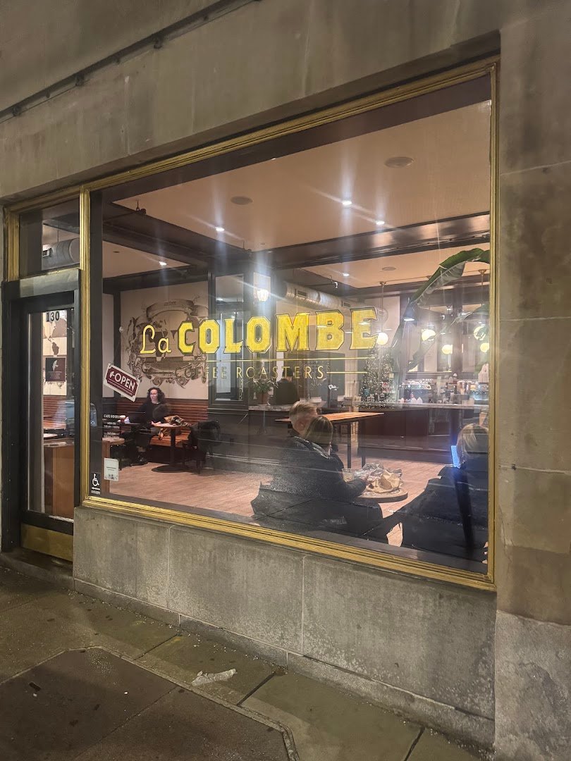 Storefront of La Colombe Coffee Workshop, specialty coffee shop in Philadelphia