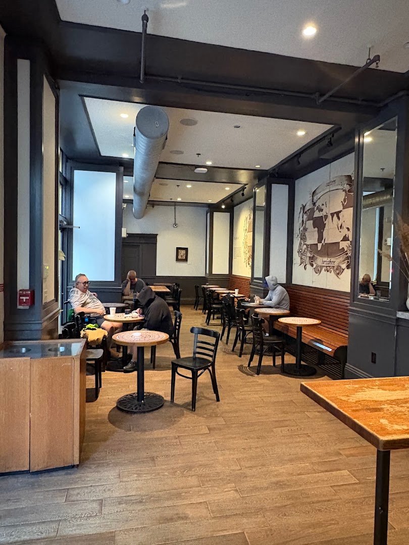 Interior of La Colombe Coffee Workshop, specialty coffee shop in Philadelphia
