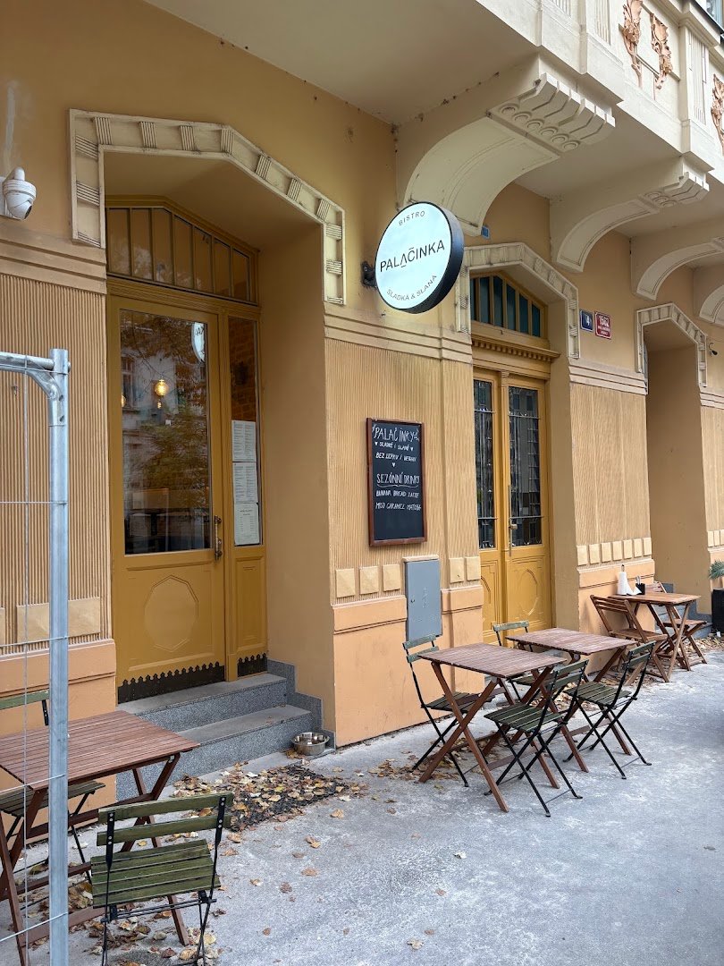 Storefront of Bistro Palačinka, specialty coffee shop in Prague
