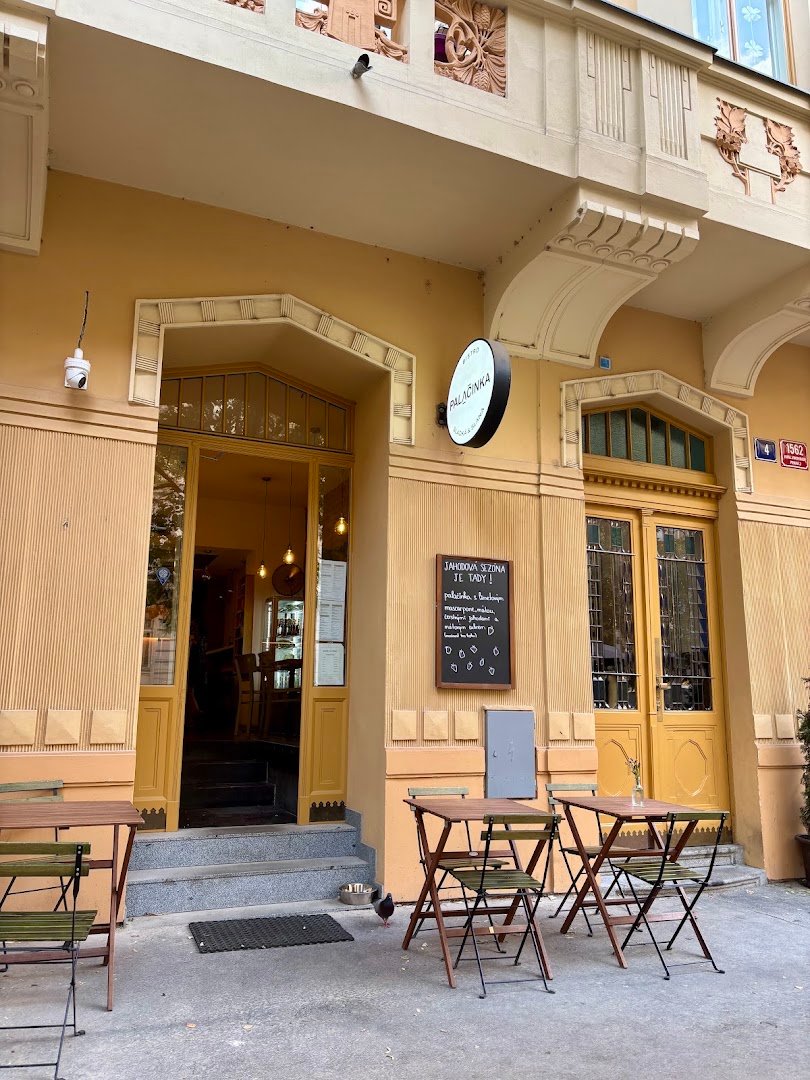 Storefront of Bistro Palačinka, specialty coffee shop in Prague
