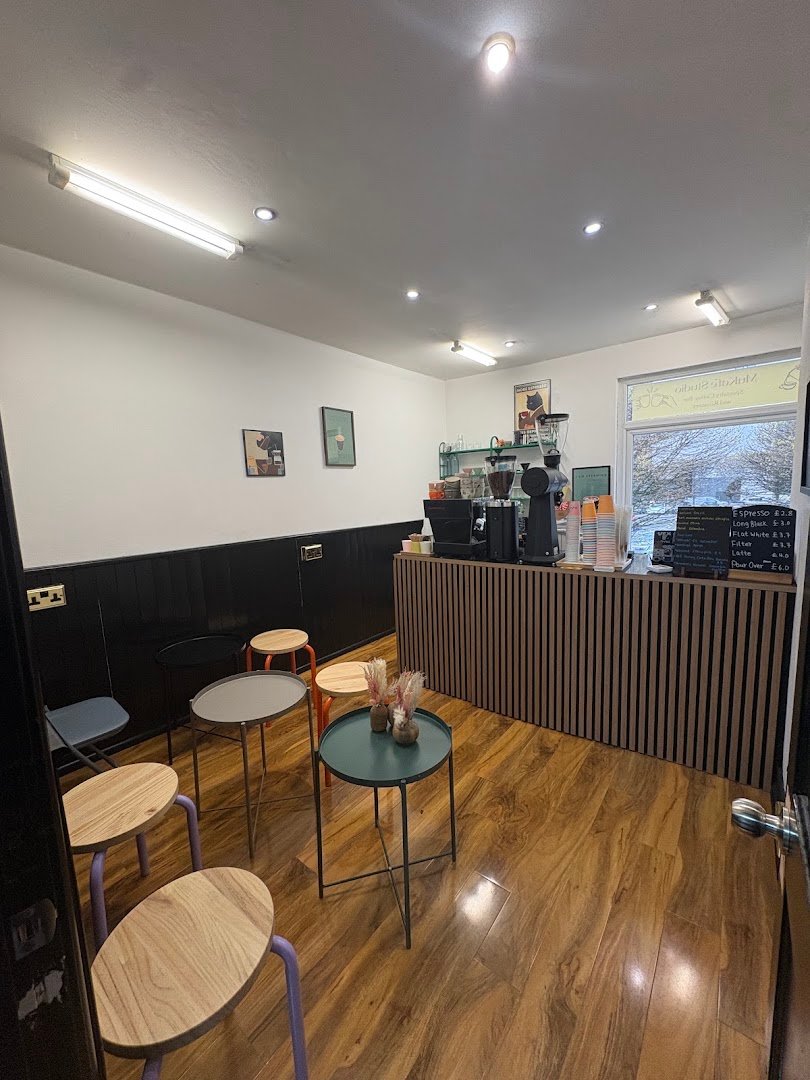 Interior of Mukafe Studio, specialty coffee shop in Manchester