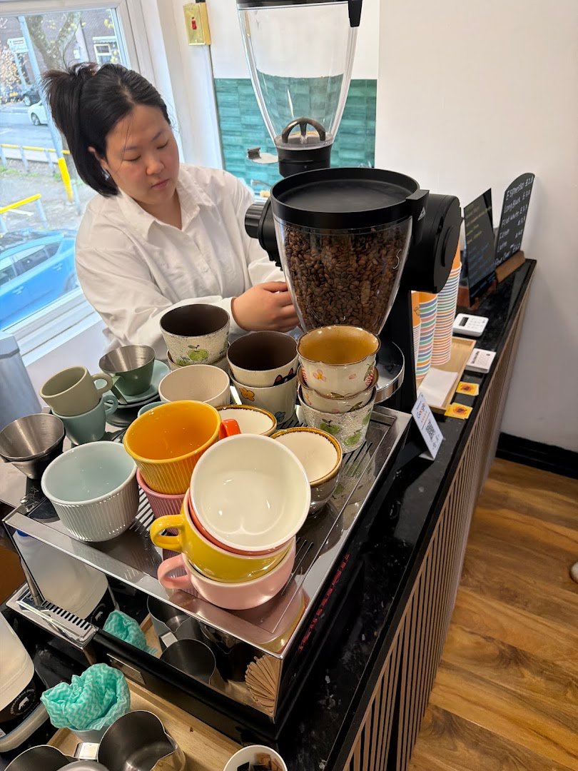 Interior of Mukafe Studio, specialty coffee shop in Manchester