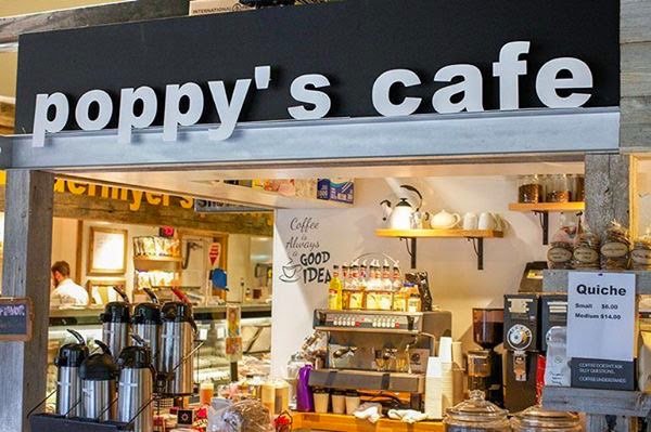 Signage at Poppy's Coffee, specialty coffee shop in Philadelphia