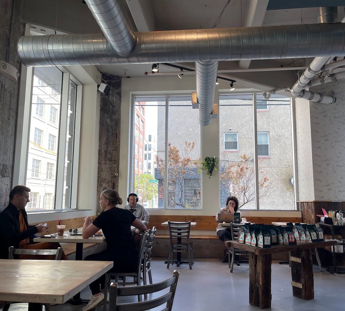Interior of Elixr Coffee Roasters, specialty coffee shop in Philadelphia