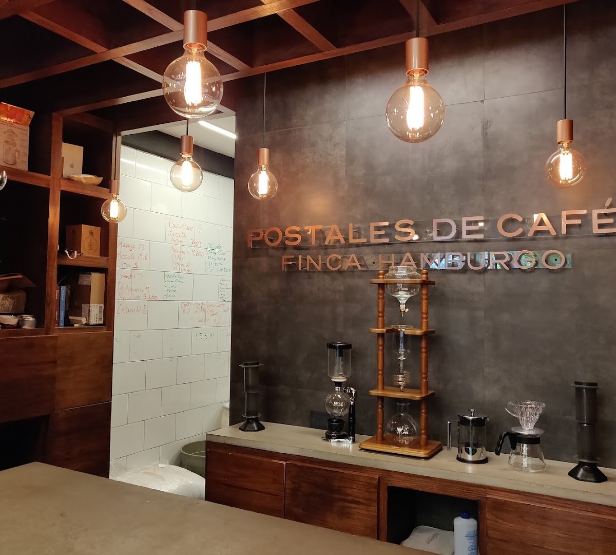 Interior of Postales de Café, specialty coffee shop in Mexico City