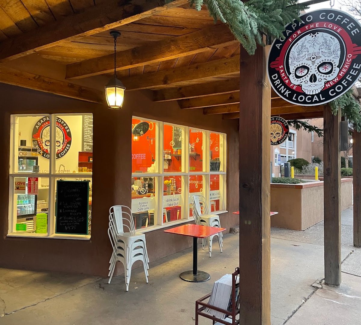 Storefront of The Mud Hut by Agapao Coffee, specialty coffee shop in Santa Fe