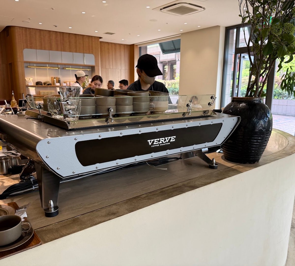 Interior of VERVE COFFEE ROASTERS, specialty coffee shop in Tokyo