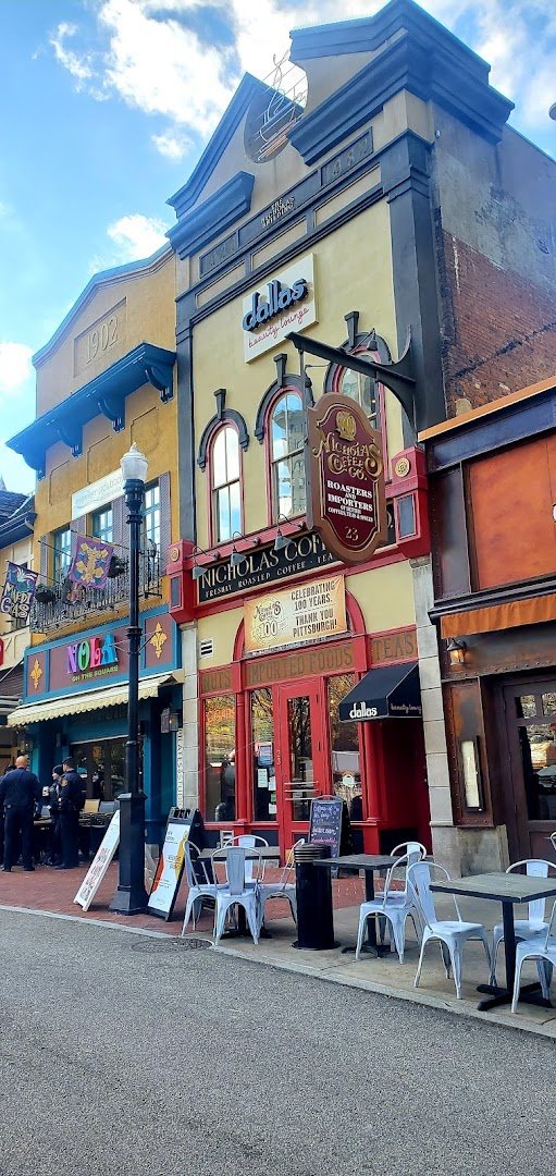 Storefront of Nicholas Coffee & Tea Co., specialty coffee shop in Pittsburgh