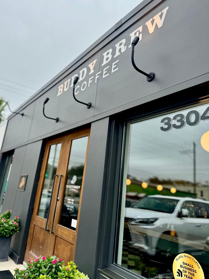Storefront of Buddy Brew Coffee, specialty coffee shop in Tampa-St. Petersburg