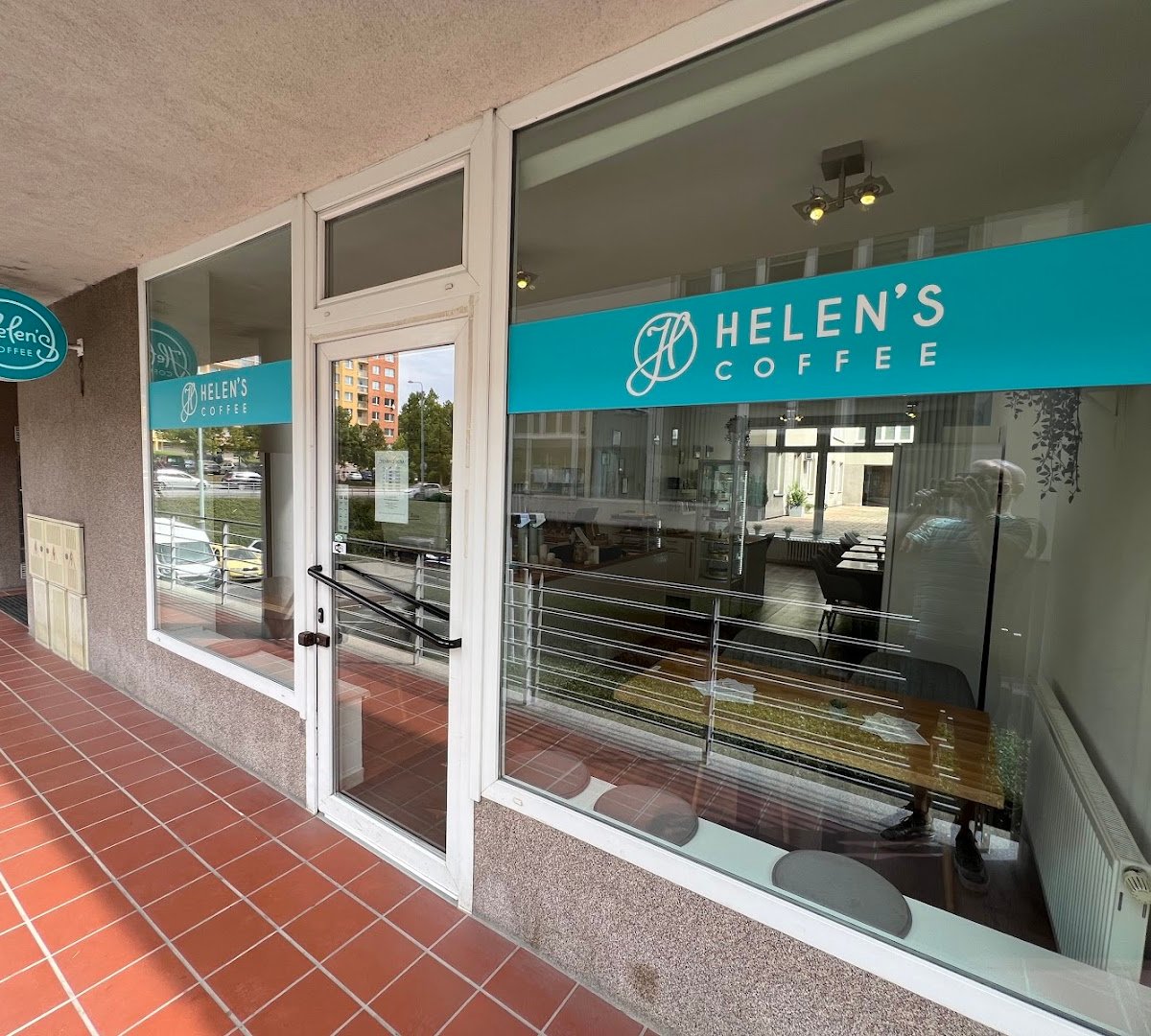 Storefront of Helen's coffee Hůrka, specialty coffee shop in Prague