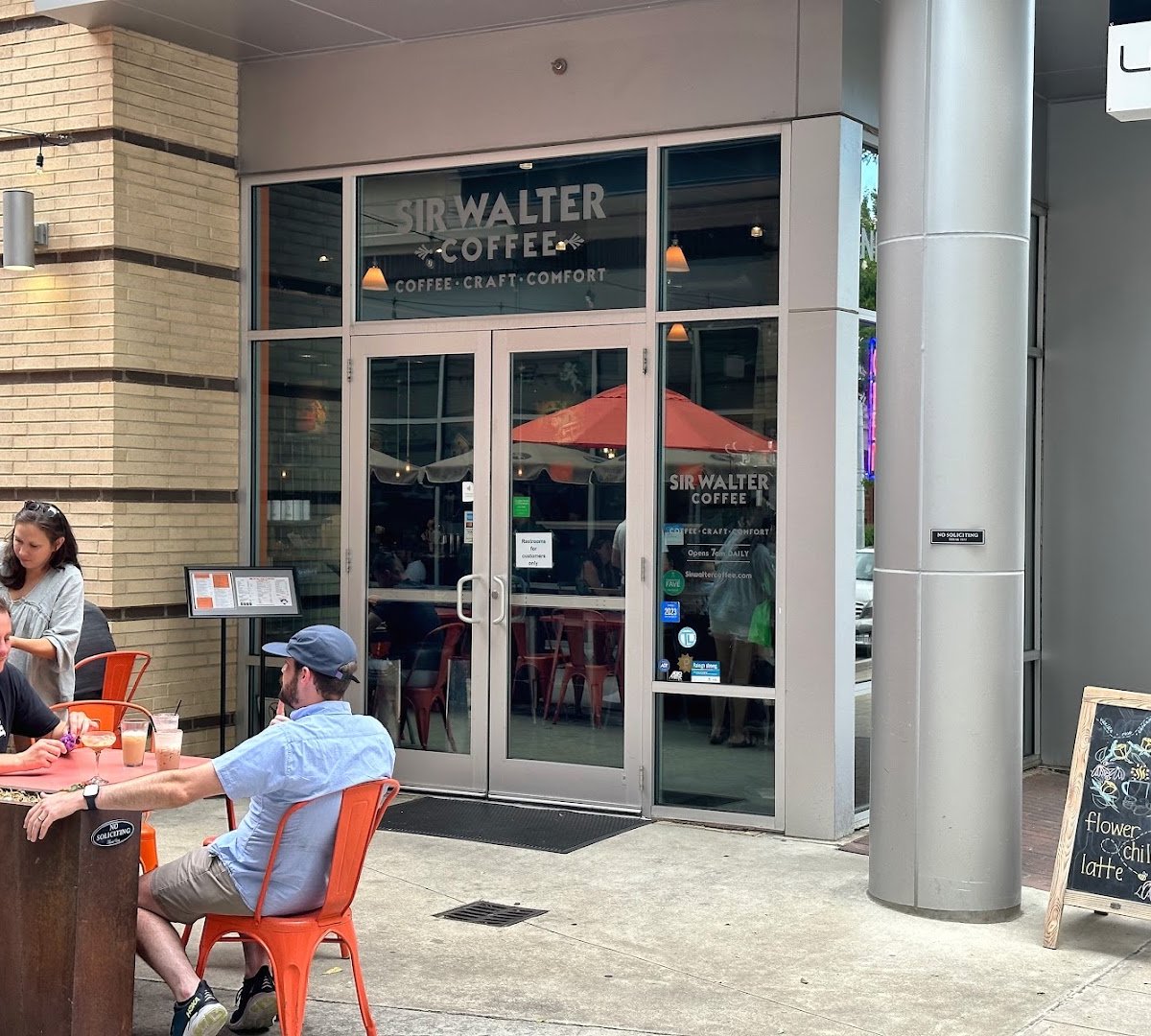 Storefront of Sir Walter Coffee, specialty coffee shop in Raleigh-Durham