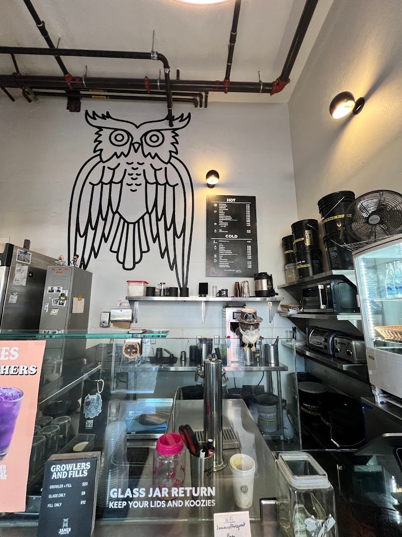 Interior of James Coffee Co., specialty coffee shop in San Diego