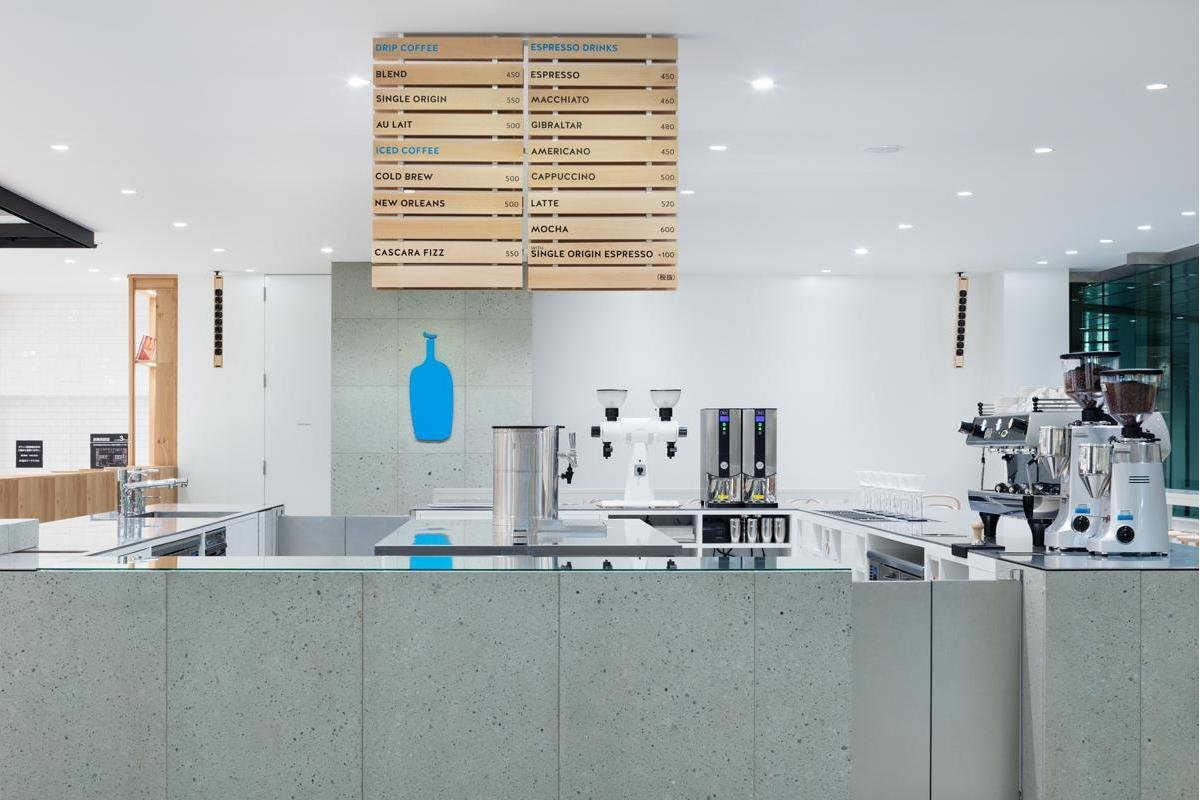 Interior of Blue Bottle Coffee - Shinagawa Cafe, specialty coffee shop in Tokyo