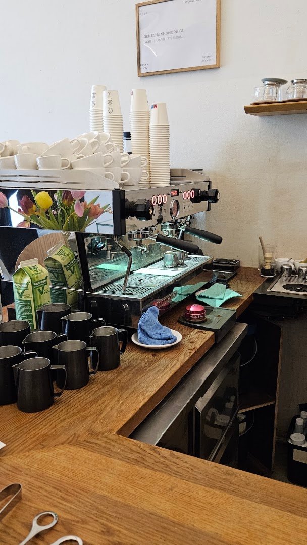 Interior of kaffemik, specialty coffee shop in Vienna