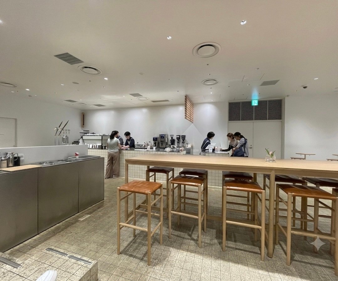 Interior of Blue Bottle Coffee Ginza Cafe, specialty coffee shop in Tokyo