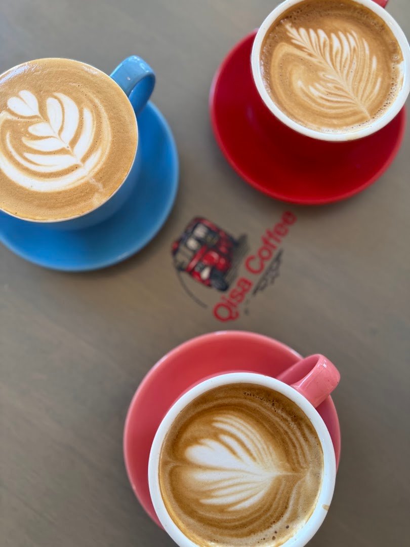 Coffee at Qisa Coffee, specialty coffee shop in Sacramento