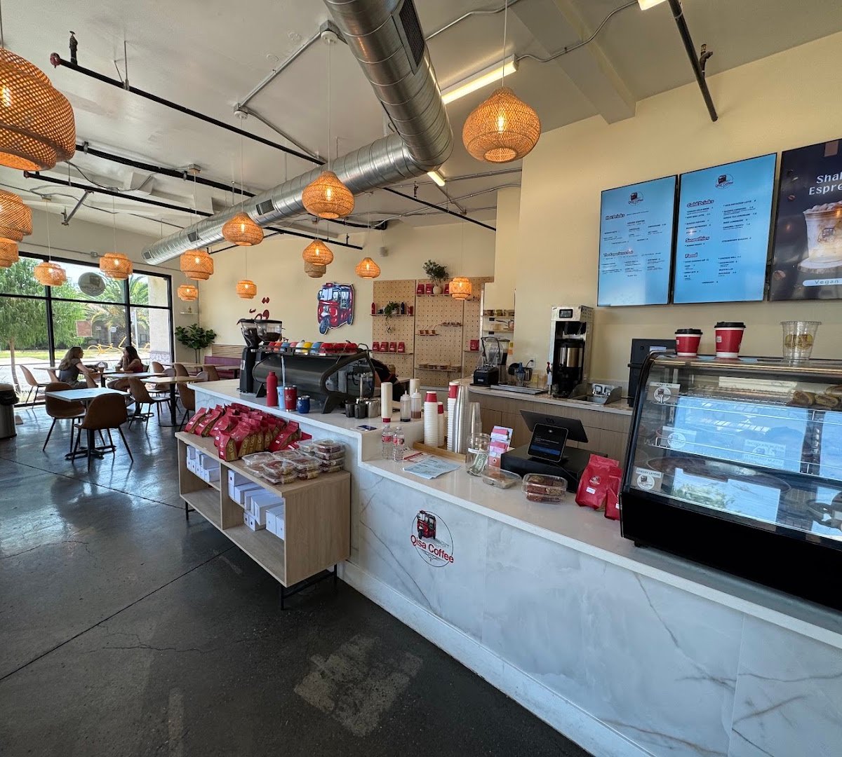 Interior of Qisa Coffee, specialty coffee shop in Sacramento