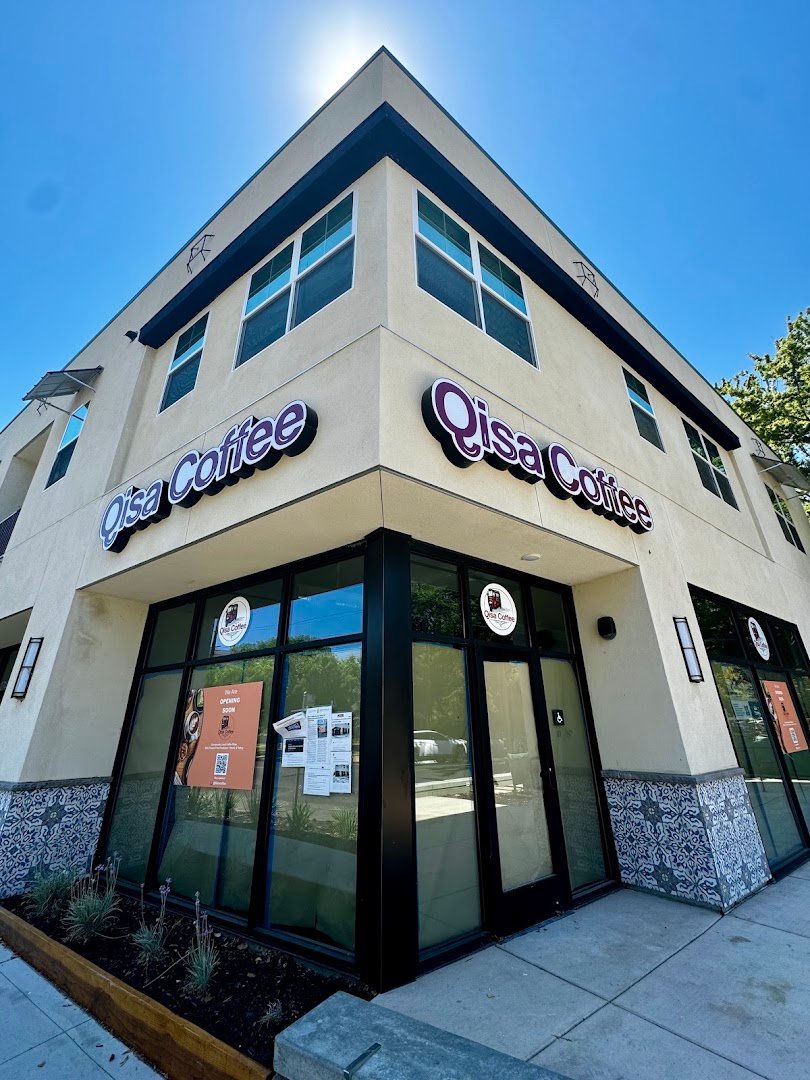 Storefront of Qisa Coffee, specialty coffee shop in Sacramento